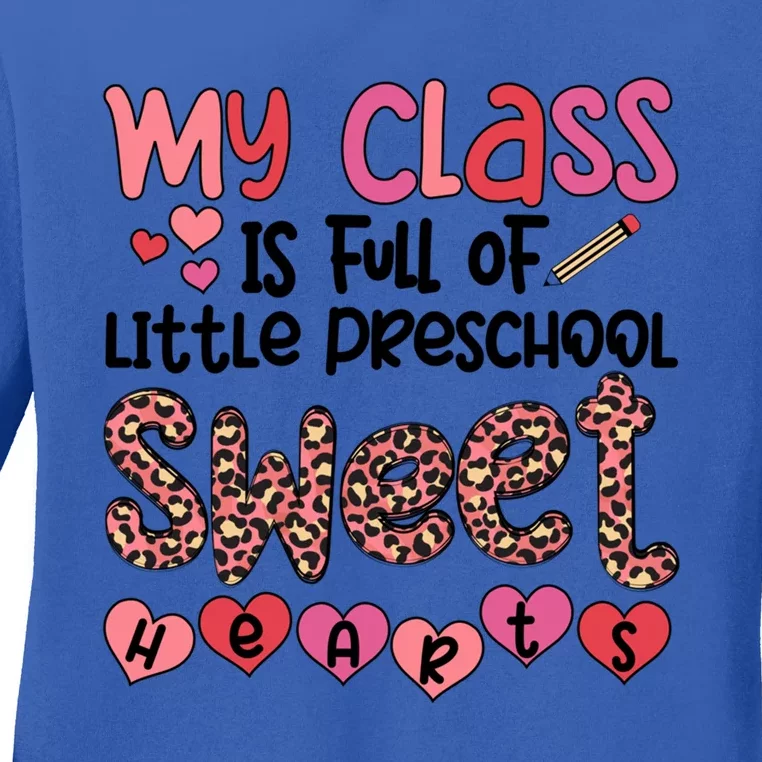 Cute Preschool Teacher Valentines Day Preschool Teaching Meaningful Gift Ladies Long Sleeve Shirt