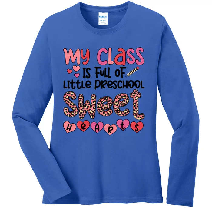 Cute Preschool Teacher Valentines Day Preschool Teaching Meaningful Gift Ladies Long Sleeve Shirt