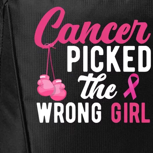 Cancer Picked The Wrong Girl Pink Ribbon City Backpack