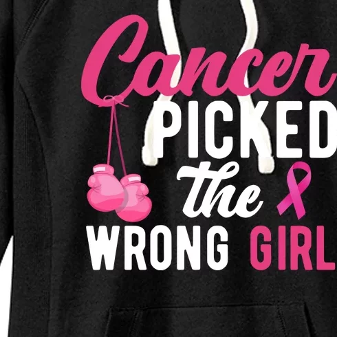 Cancer Picked The Wrong Girl Pink Ribbon Women's Fleece Hoodie