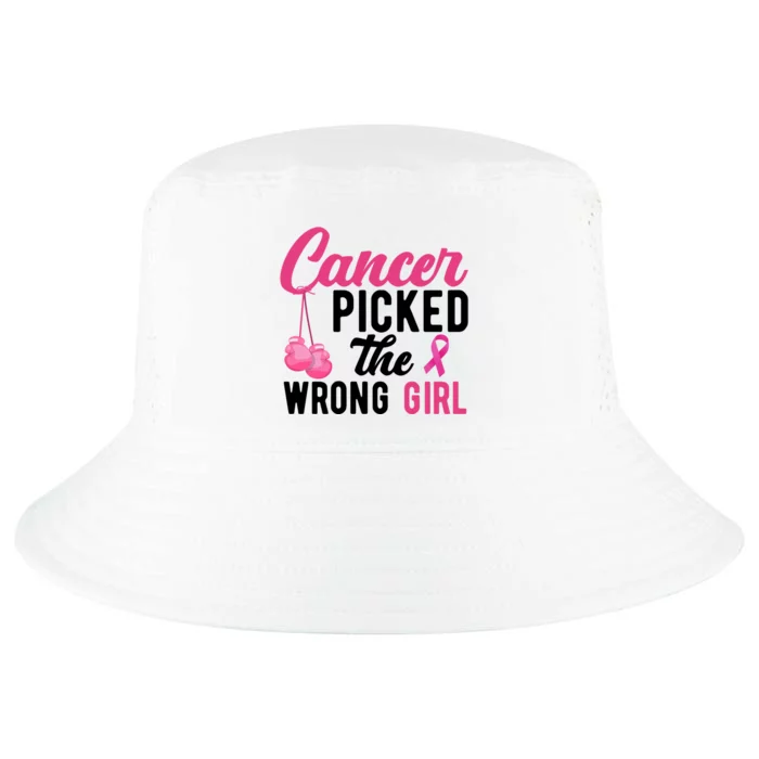 Cancer Picked The Wrong Girl Pink Ribbon Cool Comfort Performance Bucket Hat