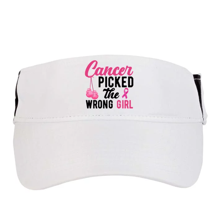 Cancer Picked The Wrong Girl Pink Ribbon Adult Drive Performance Visor