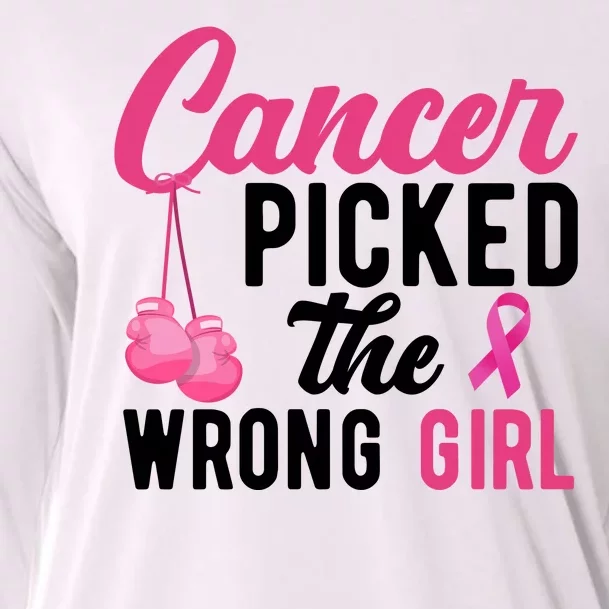 Cancer Picked The Wrong Girl Pink Ribbon Cooling Performance Long Sleeve Crew