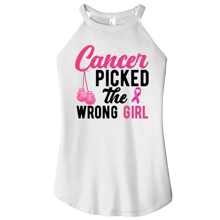 Cancer Picked The Wrong Girl Pink Ribbon Women’s Perfect Tri Rocker Tank