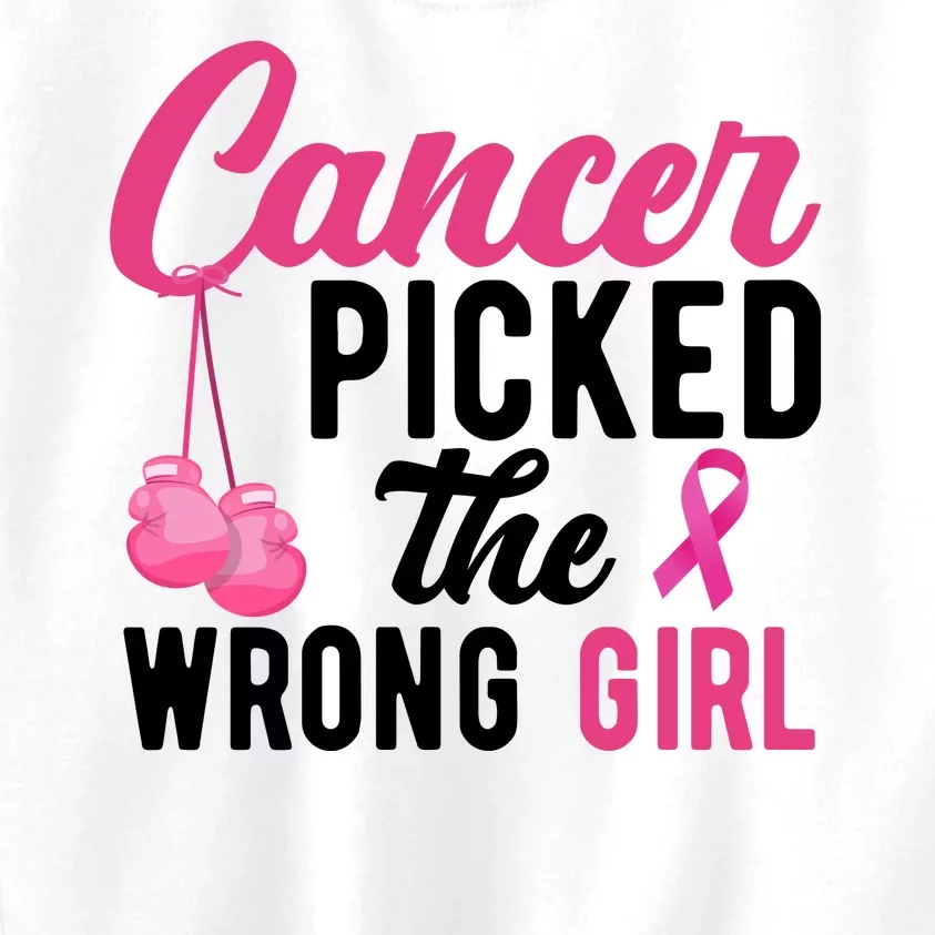 Cancer Picked The Wrong Girl Pink Ribbon Kids Sweatshirt