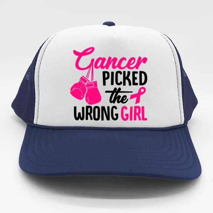 Cancer Picked The Wrong Breast Cancer Awareness Gift Trucker Hat