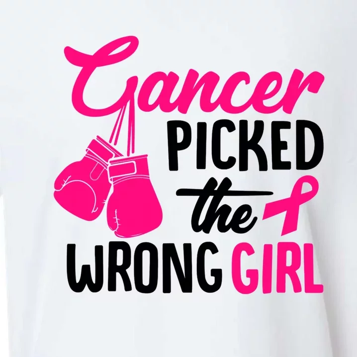 Cancer Picked The Wrong Breast Cancer Awareness Gift Sueded Cloud Jersey T-Shirt