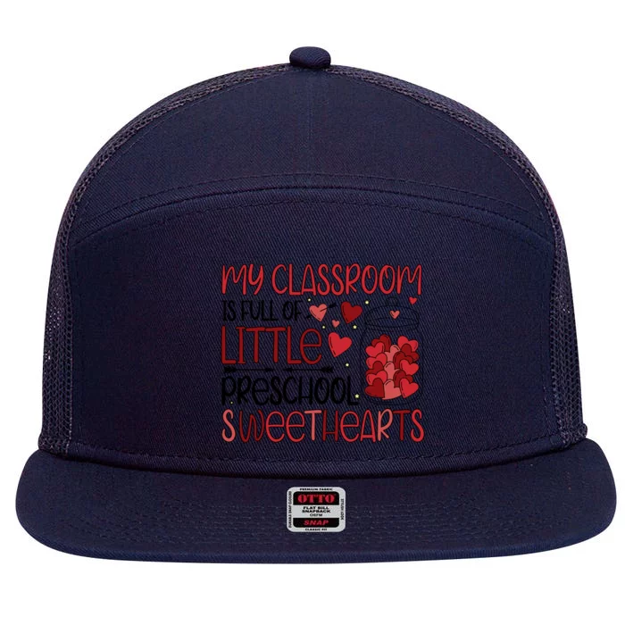 Cute Preschool Teacher Valentines Day Preschool Teaching Gift 7 Panel Mesh Trucker Snapback Hat