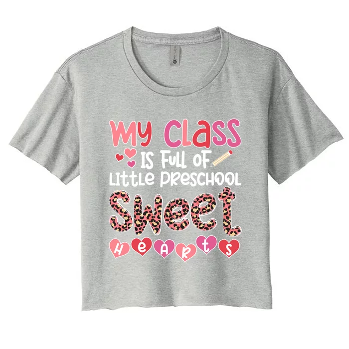 Cute Preschool Teacher Valentines Day Preschool Teaching Gift Women's Crop Top Tee