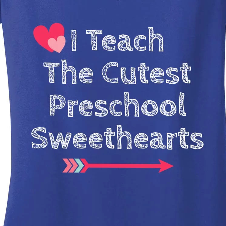 Cute Preschool Teacher Valentine's Day Gift Cutest Sweethearts Cool Gift Women's V-Neck T-Shirt