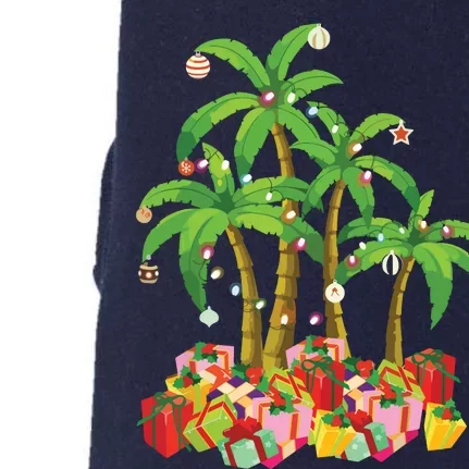 Christmas Palm Tree Tropical Xmas Coconut Lights Doggie 3-End Fleece Hoodie