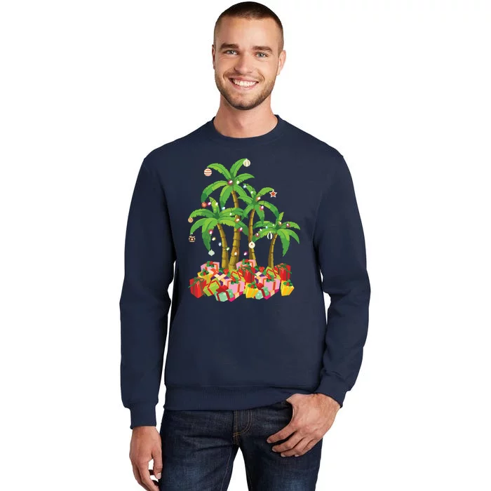 Christmas Palm Tree Tropical Xmas Coconut Lights Tall Sweatshirt