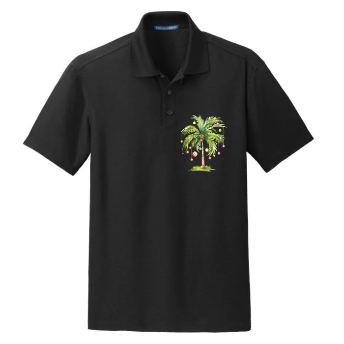 Christmas Palm Tree Tropical Christmas On The Beach Dry Zone Grid Performance Polo