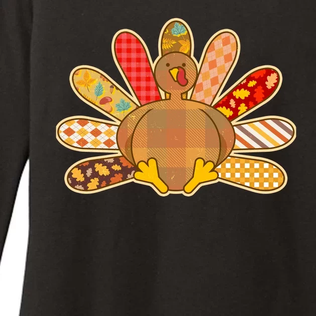 Cute Pattern Thanksgiving Turkey Womens CVC Long Sleeve Shirt