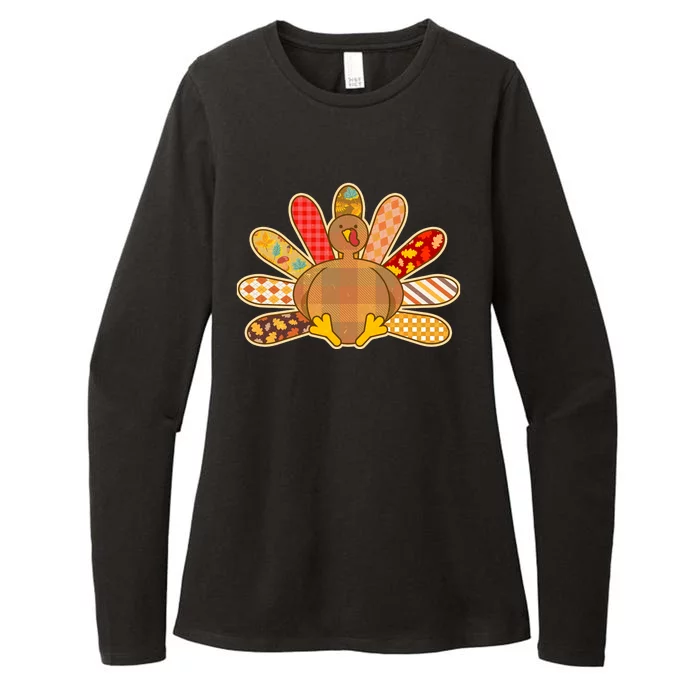 Cute Pattern Thanksgiving Turkey Womens CVC Long Sleeve Shirt