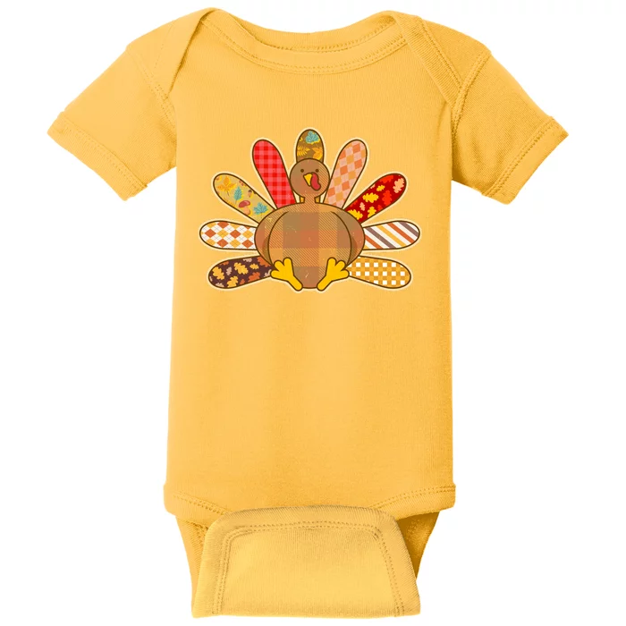 Cute Pattern Thanksgiving Turkey Baby Bodysuit