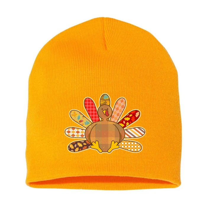 Cute Pattern Thanksgiving Turkey Short Acrylic Beanie