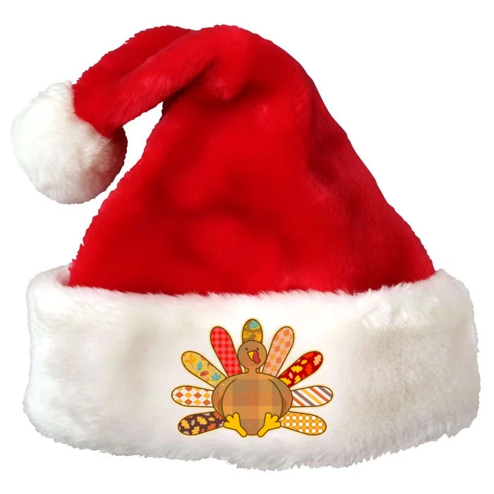 Cute Pattern Thanksgiving Turkey Premium Christmas Santa Hat