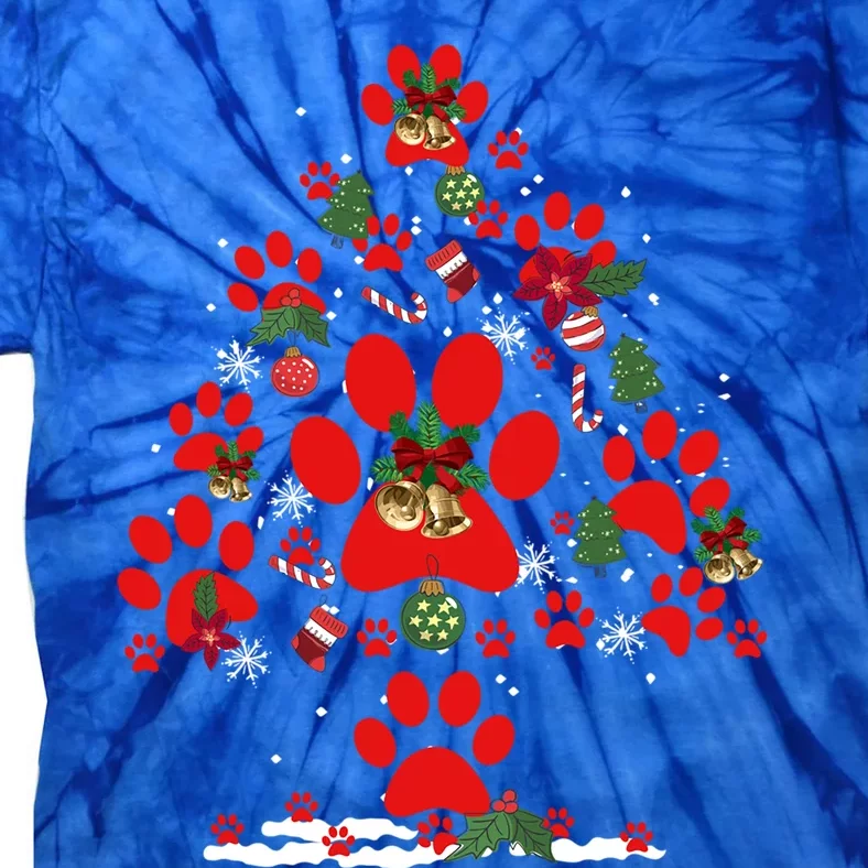 Christmas Paw Tree Funny Puppy Lover Dog Person Gift Tie-Dye T-Shirt