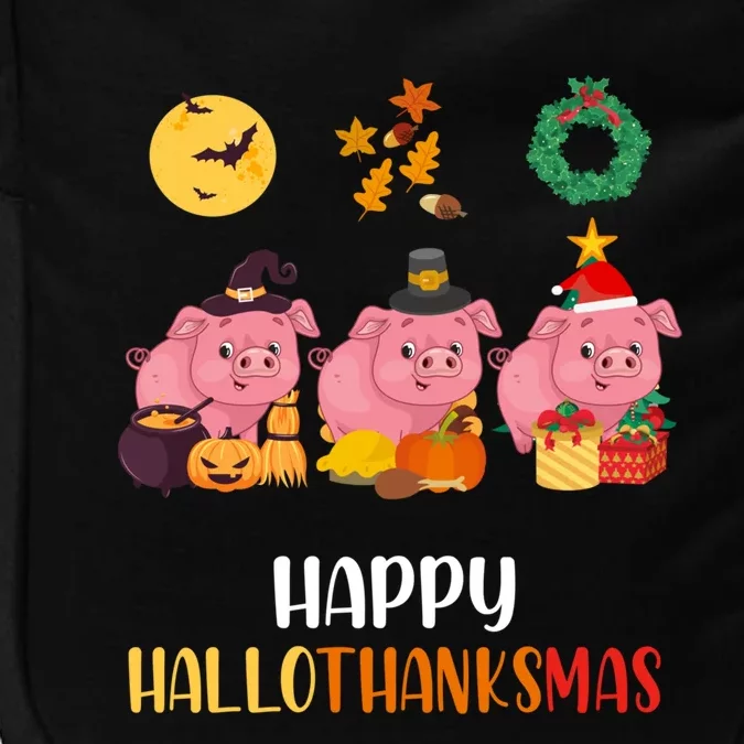 Cute Pig Thanksgiving Christmas Pig Happy Hallothanksmas Pig Gift Impact Tech Backpack