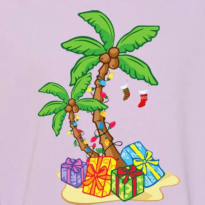 Christmas Palm Tree Tropical Xmas Coconut Lights Funny Gifts Garment-Dyed Sweatshirt