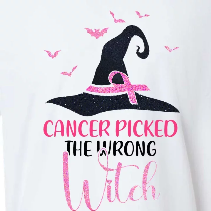 Cancer Picked The Wrong Witch Breast Cancer Awareness Sueded Cloud Jersey T-Shirt