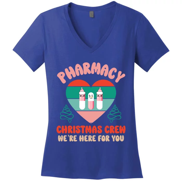 Christmas Pharmacy Technician Meaningful Gift Pharmacy Tech Crew Santa Gift Women's V-Neck T-Shirt