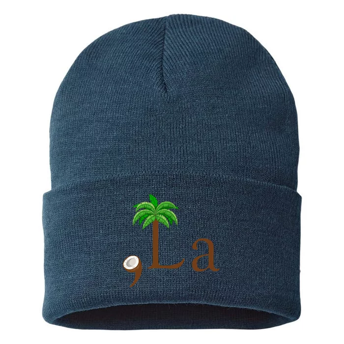 Coconut Palm Tree Comma + La Kamala Harris President 2024 Sustainable Knit Beanie