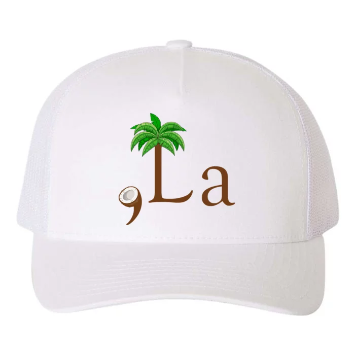 Coconut Palm Tree Comma + La Kamala Harris President 2024 Yupoong Adult 5-Panel Trucker Hat