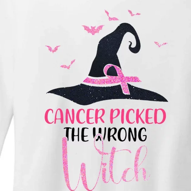 Cancer Picked The Wrong Witch Breast Cancer Awareness Womens CVC Long Sleeve Shirt