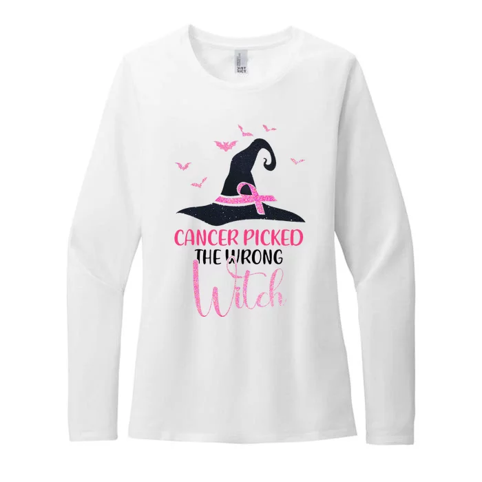 Cancer Picked The Wrong Witch Breast Cancer Awareness Womens CVC Long Sleeve Shirt