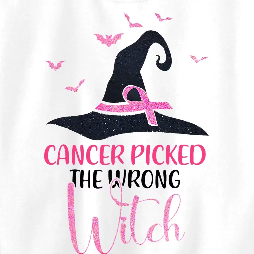 Cancer Picked The Wrong Witch Breast Cancer Awareness Kids Sweatshirt