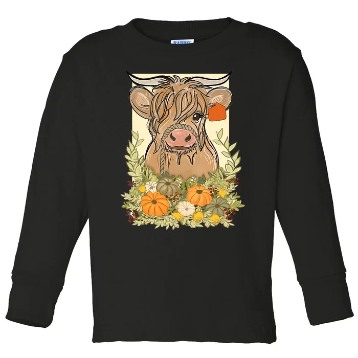 Cow Pumpkin Thanksgiving Cow Toddler Long Sleeve Shirt