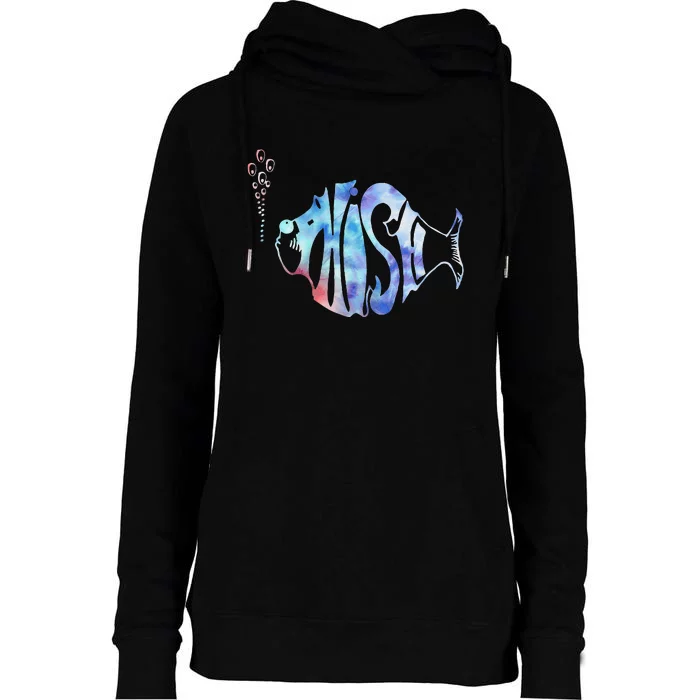 Colorful Phishjam Tiedye For Fisherman Fish Graphic Womens Funnel Neck Pullover Hood