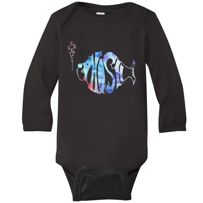 Colorful Phishjam Tiedye For Fisherman Fish Graphic Baby Long Sleeve Bodysuit