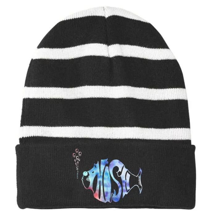 Colorful Phishjam Tiedye For Fisherman Fish Graphic Striped Beanie with Solid Band