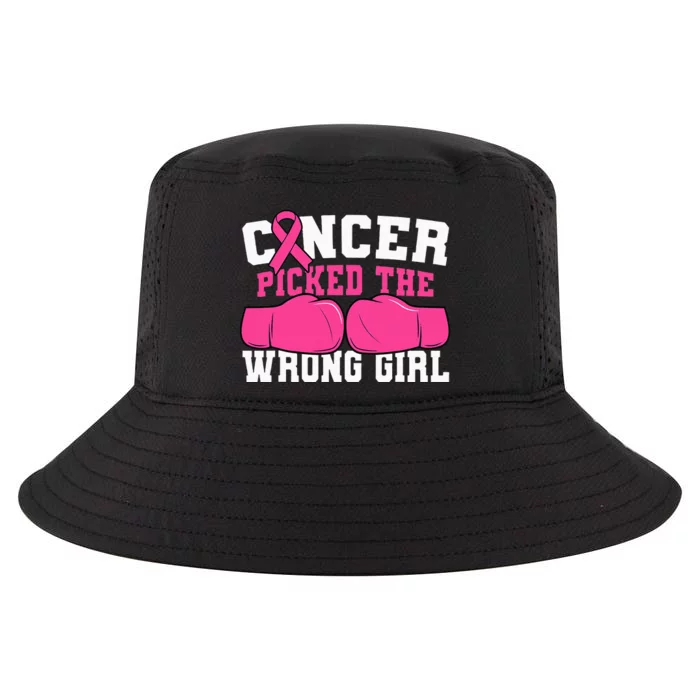 Cancer Picked The Wrong Girl Boxing Gloves Pink Ribbon Cool Comfort Performance Bucket Hat