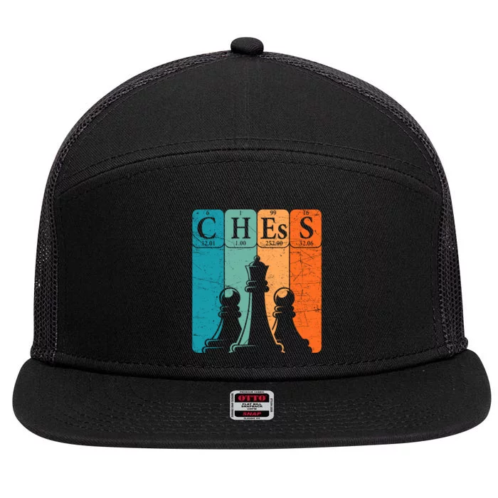 Chess Periodic Table Elements Nerd Chess Player Vintage 7 Panel Mesh Trucker Snapback Hat