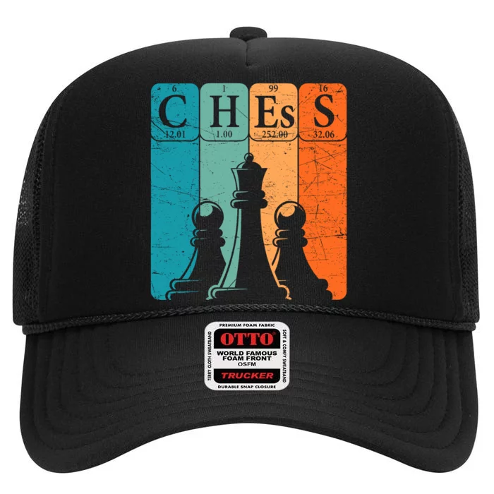 Chess Periodic Table Elements Nerd Chess Player Vintage High Crown Mesh Trucker Hat