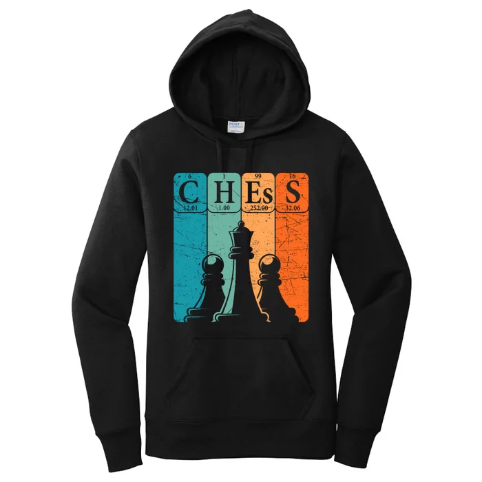 Chess Periodic Table Elements Nerd Chess Player Vintage Women's Pullover Hoodie