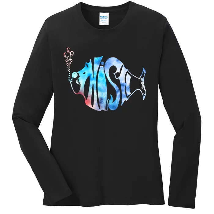 Colorful Phishjam Tiedye For Fisherman Fish Graphic Ladies Long Sleeve Shirt