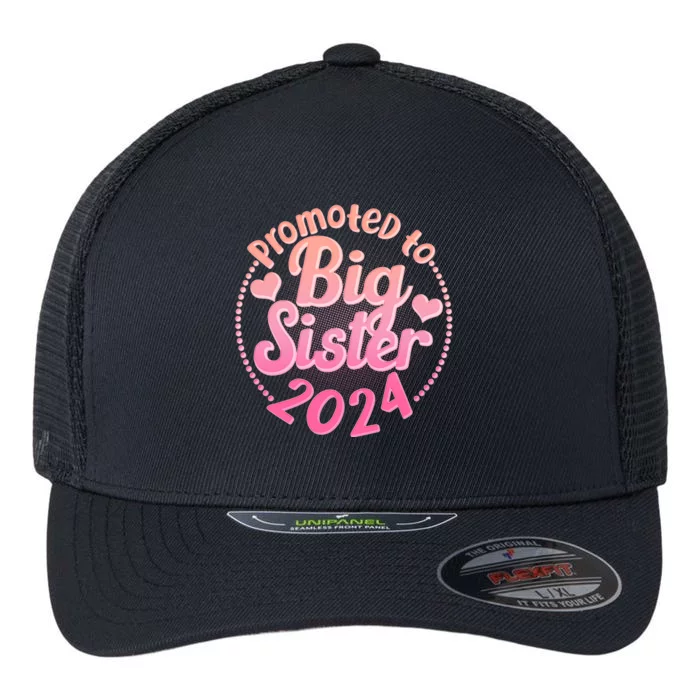 Cute Promoted To Big Sister 2024 Flexfit Unipanel Trucker Cap