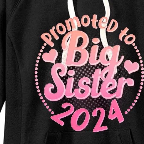 Cute Promoted To Big Sister 2024 Women's Fleece Hoodie