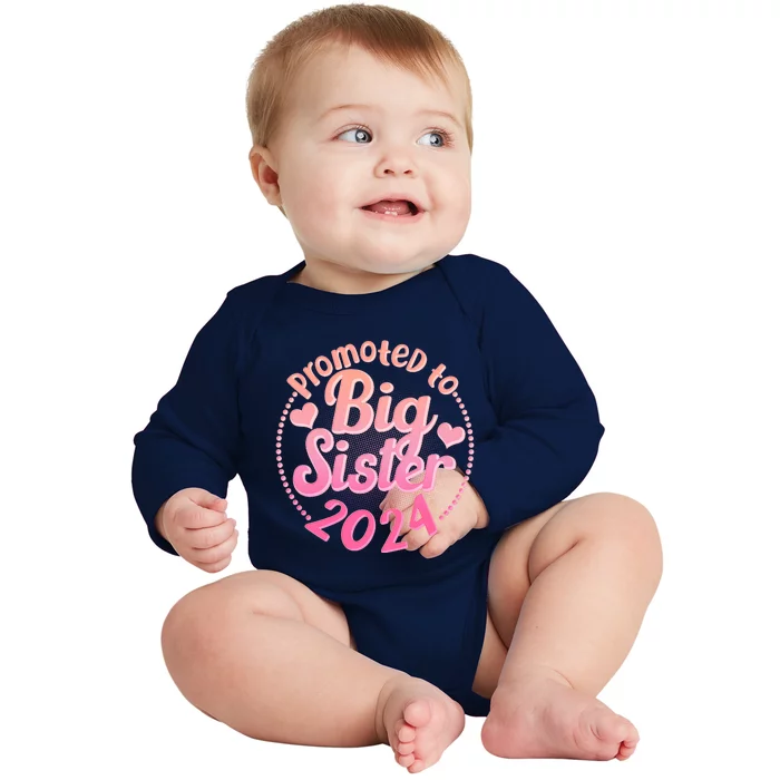 Cute Promoted To Big Sister 2024 Baby Long Sleeve Bodysuit