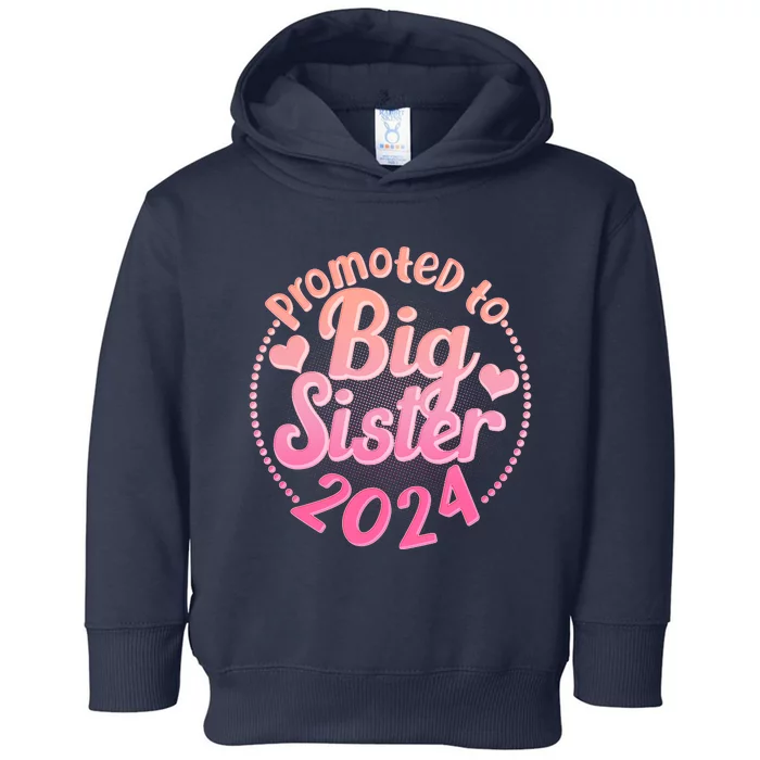 Cute Promoted To Big Sister 2024 Toddler Hoodie