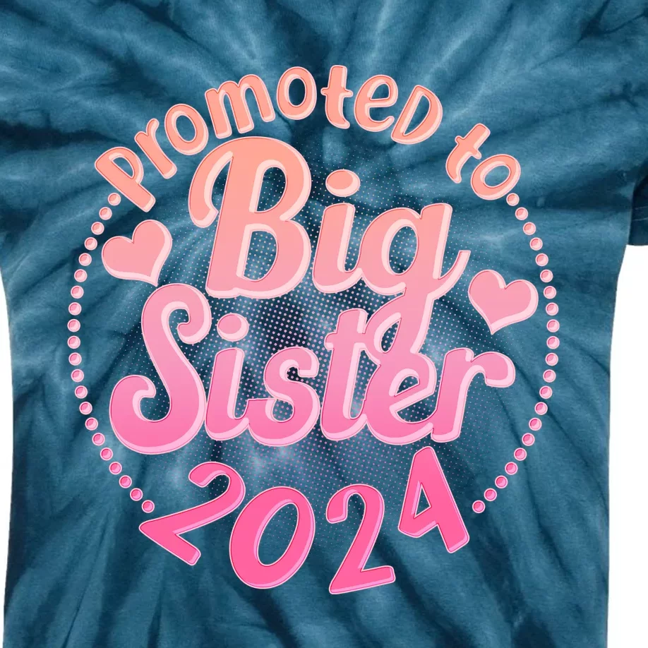 Cute Promoted To Big Sister 2024 Kids Tie-Dye T-Shirt