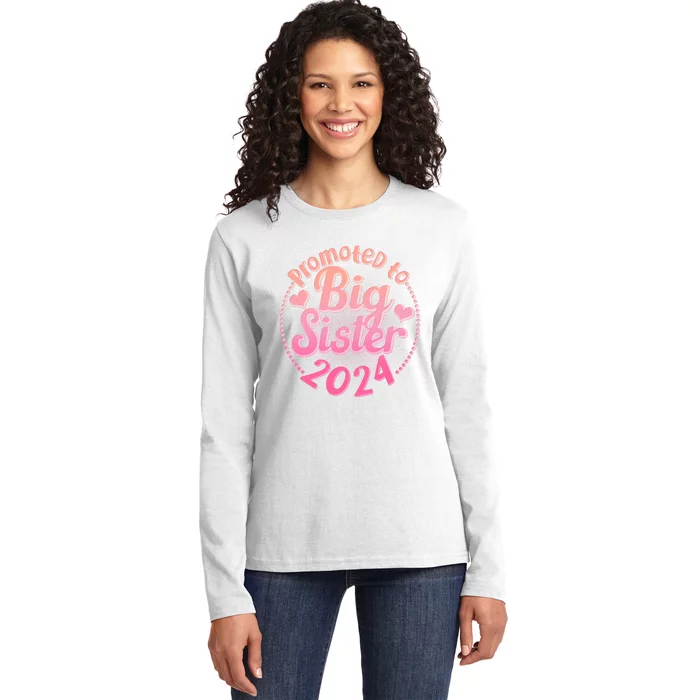 Cute Promoted To Big Sister 2024 Ladies Long Sleeve Shirt