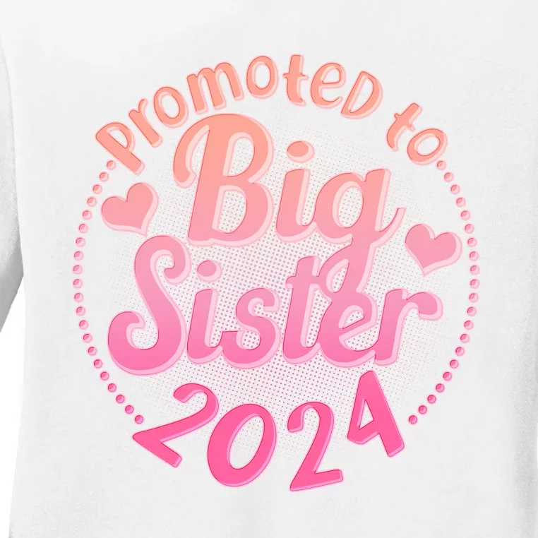 Cute Promoted To Big Sister 2024 Ladies Long Sleeve Shirt