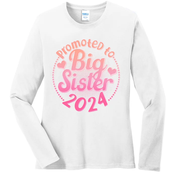 Cute Promoted To Big Sister 2024 Ladies Long Sleeve Shirt