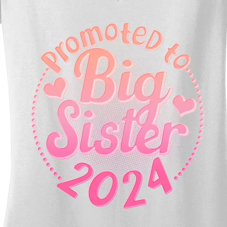 Cute Promoted To Big Sister 2024 Women's V-Neck T-Shirt